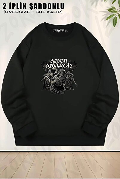 ZOKAWEAR Φούτερ Unisex Amon Amarth2 με τύπωμα oversized με λαιμόκοψη