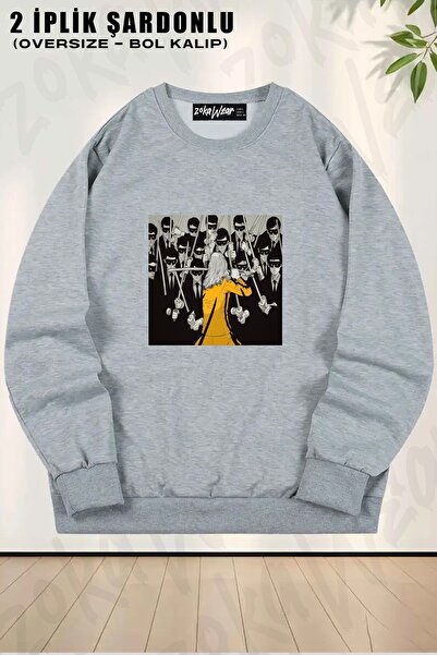ZOKAWEAR Unisex Kill Bill Concept Art Printed Oversized Crew Neck Sweatshirt