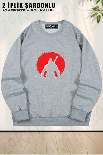 ZOKAWEAR Φούτερ Unisex One armed Wolf Red Sun 2 με τύπωμα oversized με λαιμόκοψη