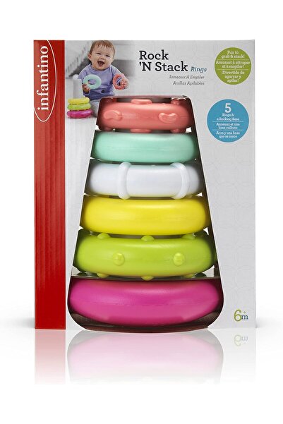 Infantino لعبة الصخور والحلقات للأطفال من عمر 6 أشهر فما فوق - لون وردي، بلاستيك