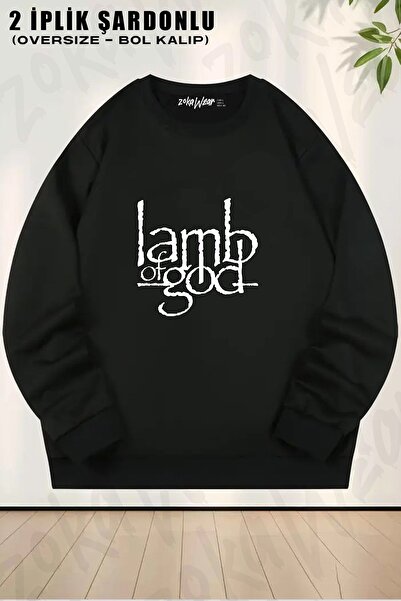 ZOKAWEAR Φούτερ Unisex με λογότυπο Lamb Of God με τύπωμα oversized με λαιμόκοψη