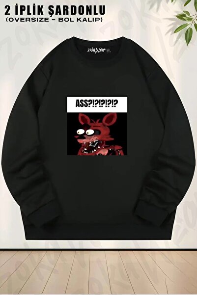 ZOKAWEAR Unisex Fnaf Foxy Ass cu imprimeu supradimensionat guler rotund Swea ...