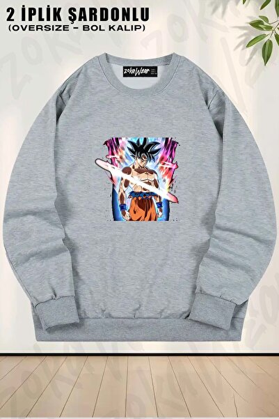 ZOKAWEAR سويت شيرت يونيسكس جوكو 2 مطبوع قصة فضفاضة برقبة دائرية