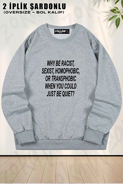 ZOKAWEAR سويت شيرت للجنسين من Why Be Racist Sexist Homophobic مطبوع قصة فضفاض...