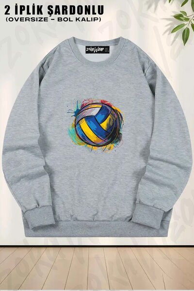 ZOKAWEAR Minge de volei colorată unisex cu imprimeu supradimensionat guler ro...