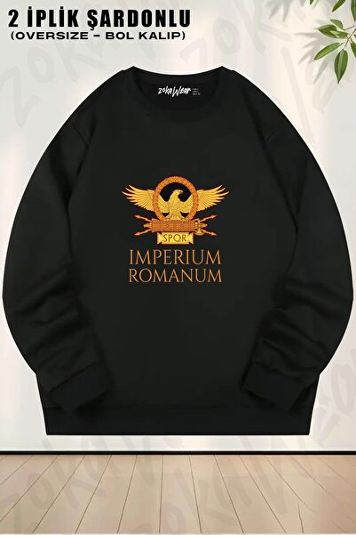 ZOKAWEAR Unisex Imperium Romanum Empire Spqr cu imprimeu supradimensionat gul...