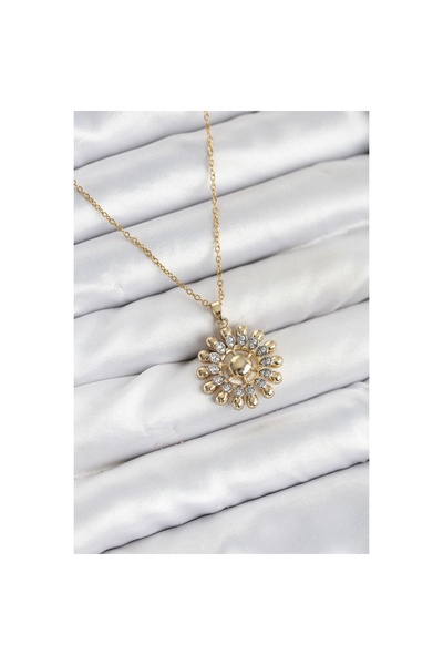 Clariss 316L Steel Chain Gold Color Sun Model Women's Necklace - Lisinya
