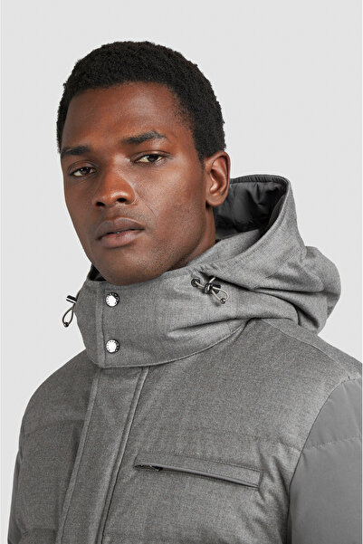 PAUL&SHARK Men's Detachable Hood Long Sleeve Channel Quilted Zipper Closure Gray Jacket 15312451-090