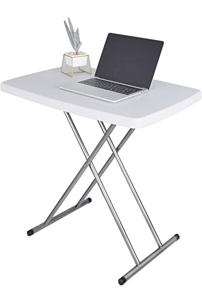 Generic ICV V Adjustable Height Folding Table, 48.2-71.12 cm, White with Gray Frame