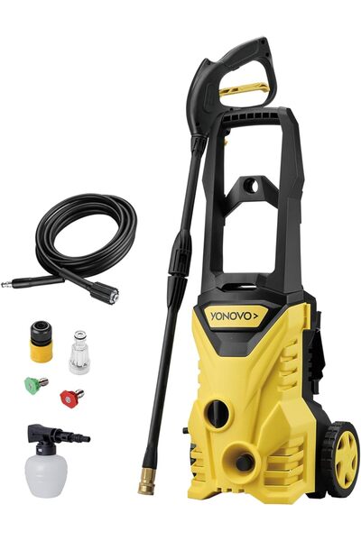 YONOVO غسالة كهربائية عالية الضغط 1650 واط، فوهة قابلة للتعديل، موزع صابون، ب...