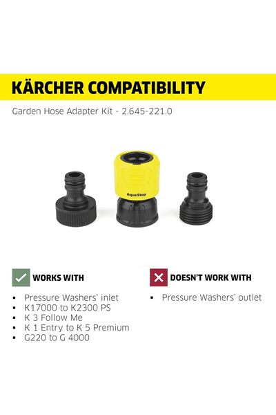 Generic Kärcher Garden Hose Adapter Set for Electric and Gas Pressure Washers – Quick Connect, Water Flow