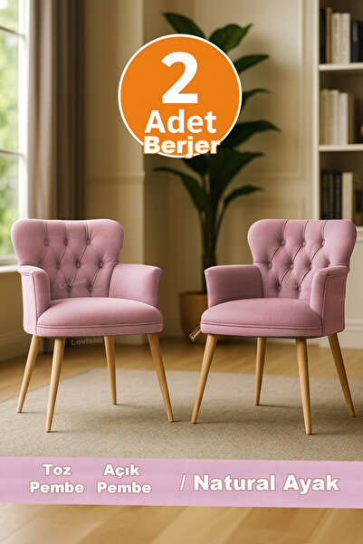 LOVİSSE HOME Toz Pembe - Diva Berjer Tekli Koltuk Salon / Balkon – Bekleme koltuğu, Çay seti