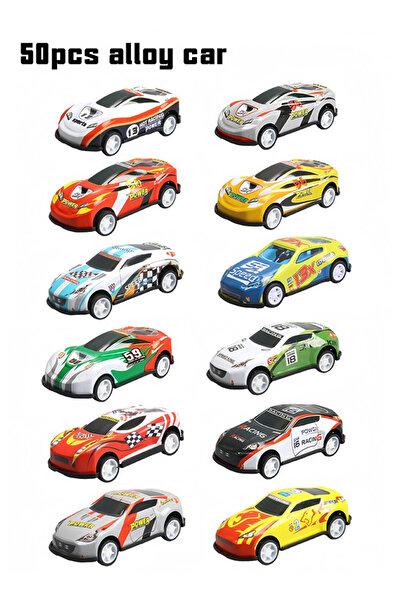 Generic alloy car track toy set with catapult, foldable racing tracks & parking slots ( 50pcs alloy cars )