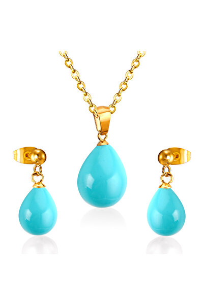 Choice 902G LUXUKISSKIDS Trendy Fake White Pearl Stainless Steel Chain Necklaces Earrings Sets For Women In