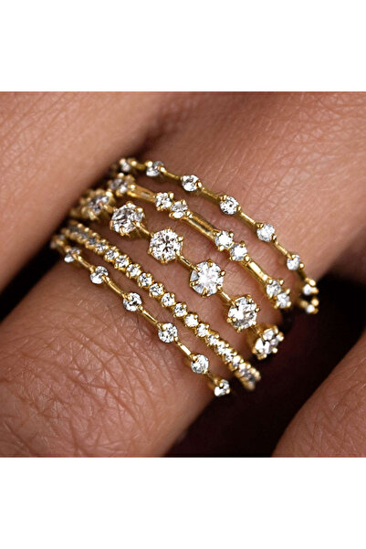 Choice 7 T0393 خواتم هويتان متعددة الطبقات مرصعة بالزركونيا المكعبة للنساء، إ...