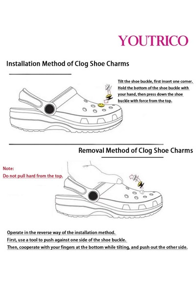 Youtrico Cute 3D Jibbitz Charms for Girls - Slipper Ornament Set