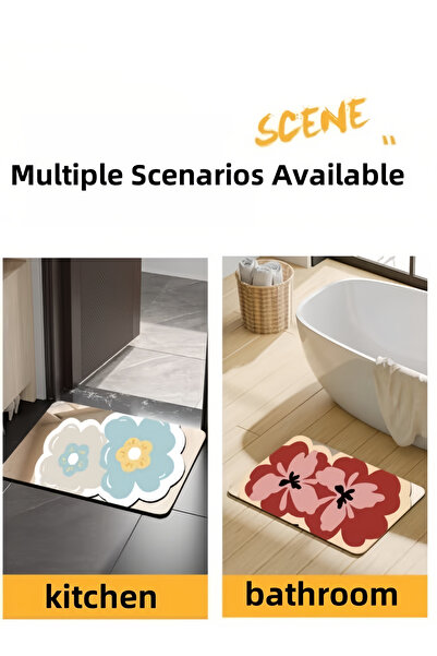 Generic 40*60cm Diatom Mud Bathroom Rug Mat Petal Shaped Bath Mat Carpet Extra Soft and Absorbent Bath Rug