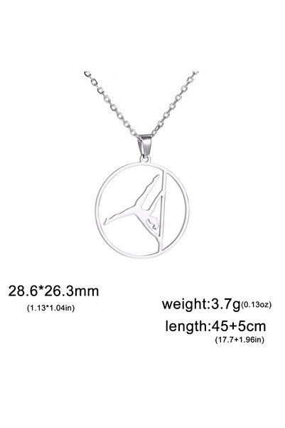 Choice قلادة نسائية دائرية من الفولاذ المقاوم للصدأ لرياضة الجمباز الفني والر...