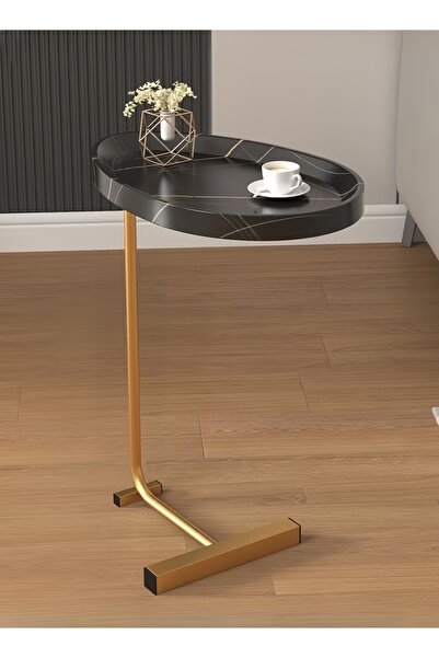 XIUWOO Sofa Table Living Room Home Tea Table Coffee Table SideTable Corner Table -Gold and Black
