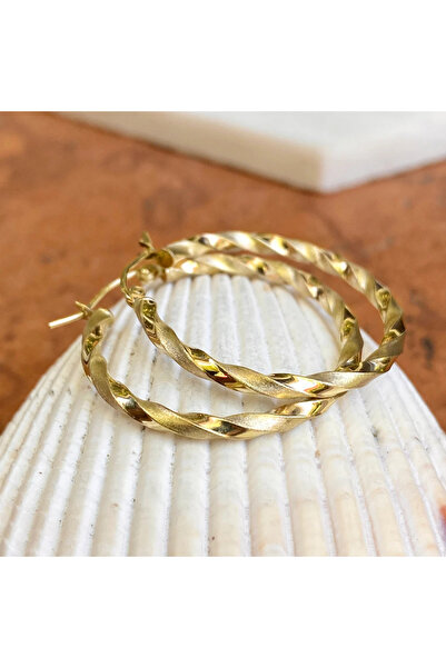 Choice أقراط هويتان الذهبية E2935 على شكل حلقة كبيرة ملتوية للنساء، أقراط زفا...