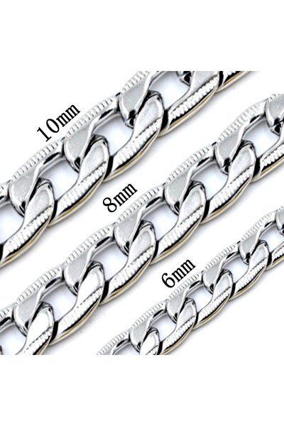 Choice قلادة سلسلة كوبية أنيقة من LUXUSTEEL مقاس 6 مم 60 سم (24 بوصة) 03 فضية...