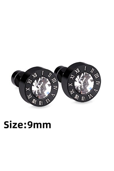 Choice 1030AB twist pack LUXUKISSKIDS Roman Numerals Men's Earrings Gothic Black Studs Steel Korean Fashion