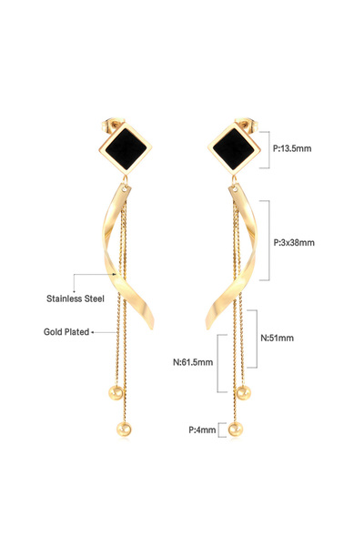 Choice 3470BG LUXUKISSKIDS Stainless Dangling Earrings Long Tassel Drop Steel Gold Pendients Korean Fashion