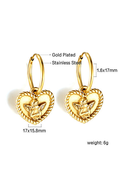 Choice EA572401G Steel Love Heart Hoop Earrings 18K Gold Color Smile Face Piercing Hoop Earring For Women F