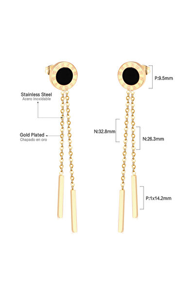 Choice 17801G LUXUKISSKIDS Stainless Dangling Earrings Long Tassel Drop Steel Gold Pendients Korean Fashion