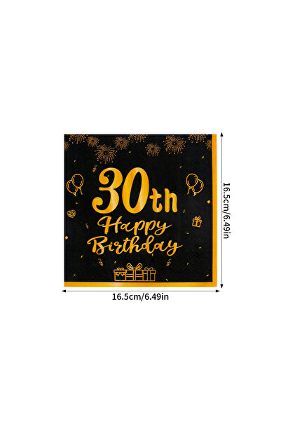 Choice 30th 20pcs 30th 40th 50th 60th Birthday Napkins Black and Gold Anniver...
