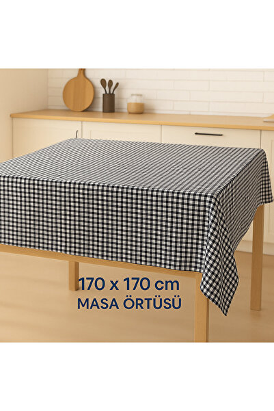MEKİK MANİFATURA Karirano Stolnjak 170x170 cm - Kvadratni Sa deznom Stilski s...