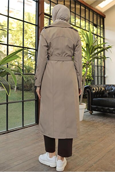 TRENDTESETTÜR KADIN BEJ (TAŞ) KUŞAKLI TRENÇKOT T 1521