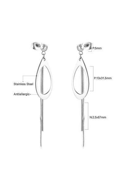 Choice 28501S LUXUKISSKIDS Stainless Dangling Earrings Long Tassel Drop Steel Gold Pendients Korean Fashion