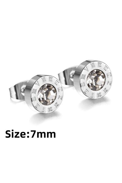 Choice 0837AS LUXUKISSKIDS Roman Numerals Men's Earrings Gothic Black Studs Steel Korean Fashion For Women