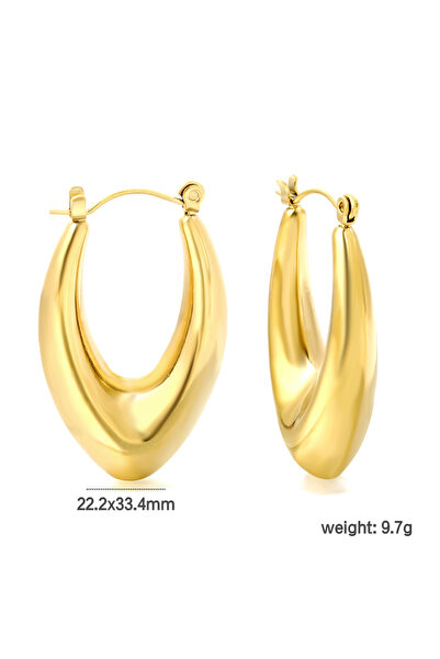 Choice EA325001G Hollow U Shape Peach Heart Earrings Girls Stainless Steel Jewelry Fashion Vintage Earrings