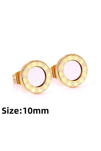 Choice 0600AG LUXUKISSKIDS Roman Numerals Men's Earrings Gothic Black Studs Steel Korean Fashion For Women