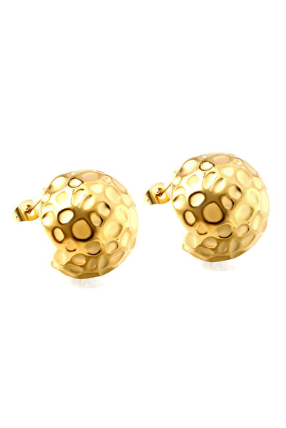 Choice Gold-color 316L Stainless Steel Gold-plated Hollow Round Irregular Earrings for Women, Party Fashion