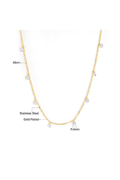 Choice قلادة لوكسوستيل دائرية من الزركونيا المكعبة للنساء، 427 جرام، مصنوعة من الفولاذ المقاوم للصدأ، باللون الأبيض الملون