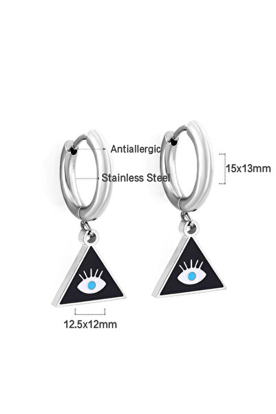 Choice silver LUXUSTEEL Gold Color Blue Evil Eye Hoop Earrings for Women Stainless Triangle Pendant Earring