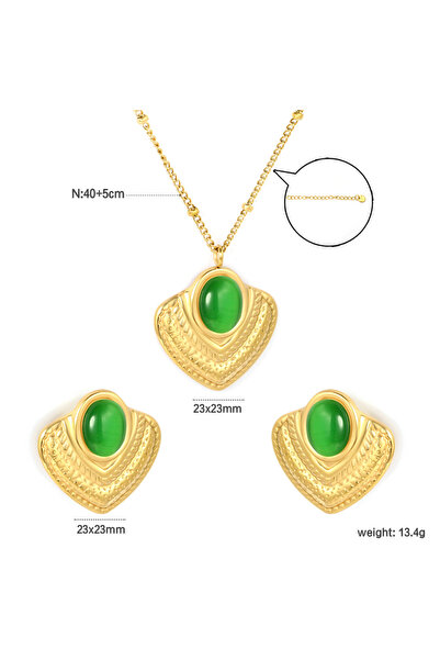 Choice SE26550JG Butterfly Cat's Eye Earrings Necklace 3-Piece Set of Fshion And Versatile Gift Vintage Sim