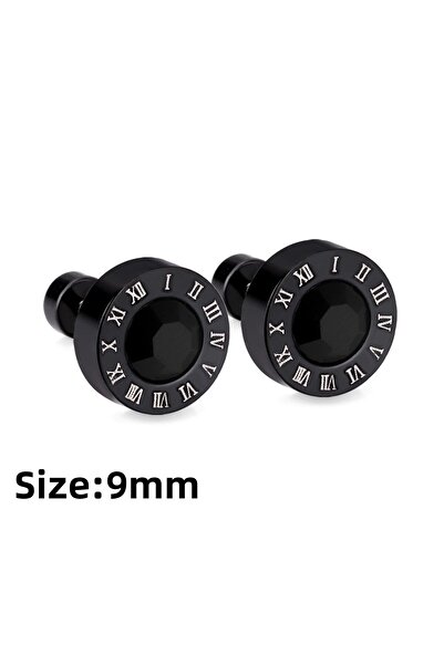 Choice 1030BB twist pack LUXUKISSKIDS Roman Numerals Men's Earrings Gothic Black Studs Steel Korean Fashion