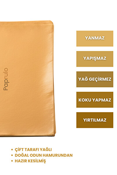 Paprulo 100 Adet Fırın Pişirme Kağıdı Ağartılmamış Tepsi Botuyunda 37x42 XL Boy Gold Kalite