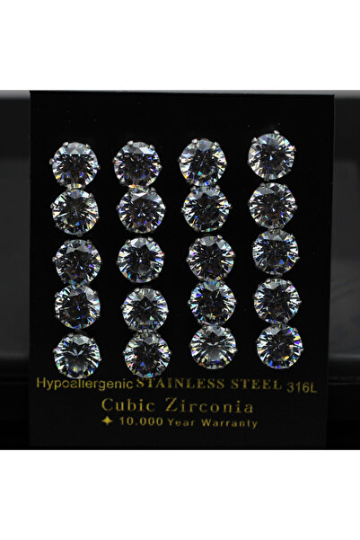 Choice 9MM LUXUKISSKIDS Luxury Clearly Round CZ Stud Earrings Sets Silver Color 10pairs Piercing Wholesale
