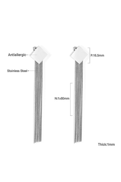 Choice 454S LUXUKISSKIDS Stainless Dangling Earrings Long Tassel Drop Steel Gold Pendients Korean Fashion W