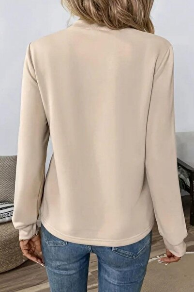 Mossta Μπλούζα με δύο κλωστές βισκόζης με λεπτομέρεια δεσίματος - Μπεζ