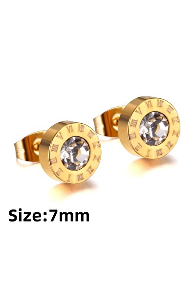 Choice 0837AB LUXUKISSKIDS Roman Numerals Men's Earrings Gothic Black Studs Steel Korean Fashion For Women