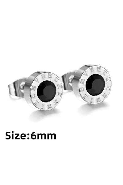 Choice 0836BS LUXUKISSKIDS Roman Numerals Men's Earrings Gothic Black Studs Steel Korean Fashion For Women