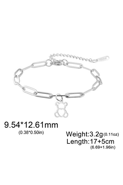 Choice 17cm A Silver color Cute Love Bear Pendant Women's Bracelet Stainless ...