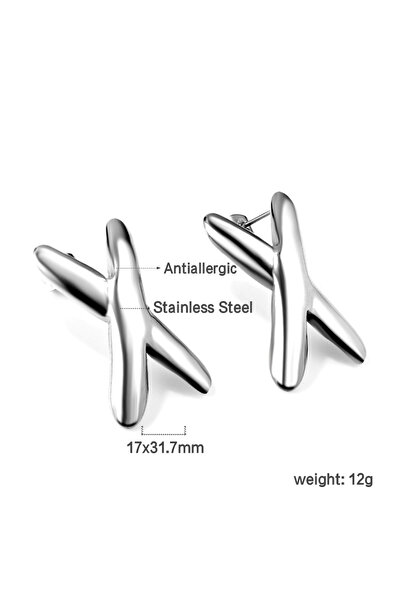 Choice 7471S LUXUSTEEL Square Knit Texture Stud Earrings For Women Girls Stainless Steel Braided Geometric