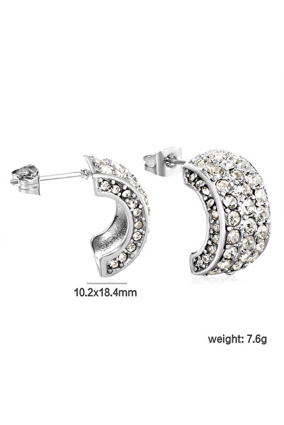 Choice EA5A460AS Retro Luxury Irregular with Zircon Earrings Stainless Steel for Women's Wedding Party Jewe